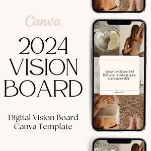 Digital Vision Board Canva Template Vision Board Template Vision