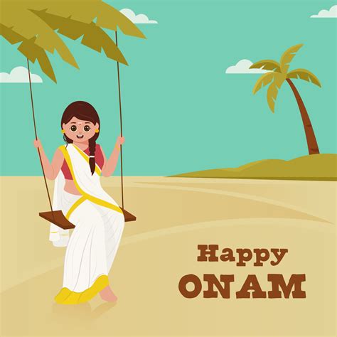 Happy Onam Celebration Poster Design With South Indian Young Lady ...