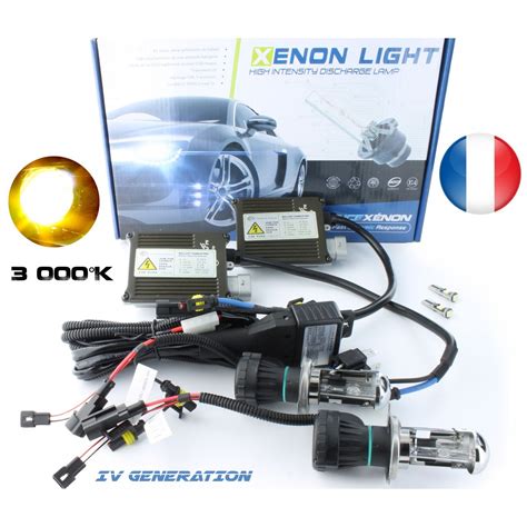 Kit H4 3 bi xénon 3000K Jaune Slim Ballast voiture 35W 12V