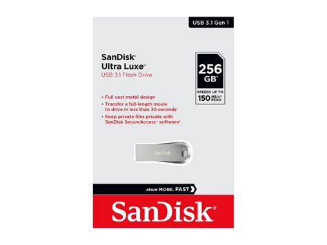 SanDisk 256GB Ultra Luxe USB 3 1 Flash Drive Speed Up To 150MB S