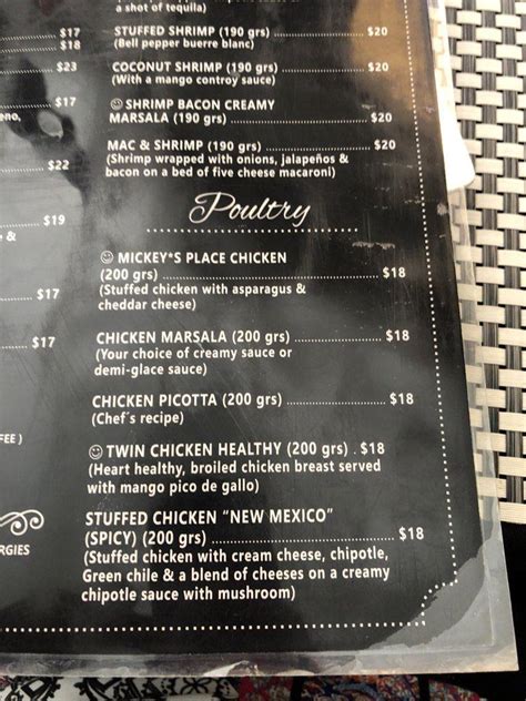 Menu At Chef Mickey S Place Restaurant Puerto Pe Asco