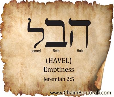 Hebrew Word Study Emptiness Havel Chaim Bentorah