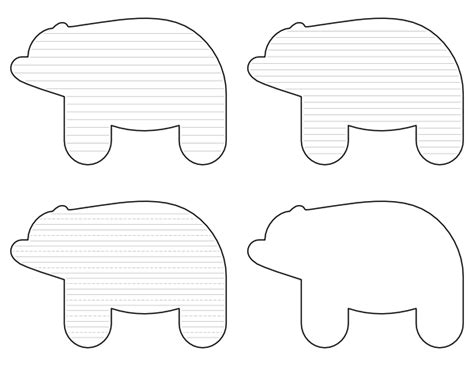 Free Printable Simple Polar Bear Shaped Writing Templates