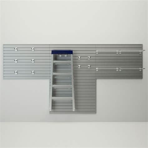 FLOW WALL PVC Slatwall Panel Kit, 96 inW x 36 inH, 12 Panels, 11 Hooks, 0 Bins, Silver - 35DT17 ...