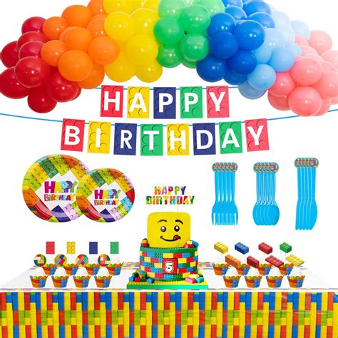 Buy Building Blocks Birthday Party Supplies Pcs Birthday Party