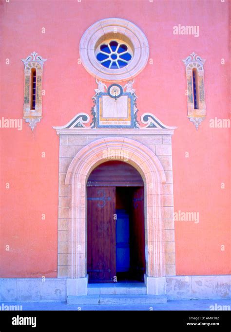 Colorful Pink Church In The Town Of La Mole In The Region Of Provence