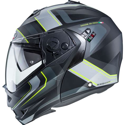 Casco Moto Modulare Omologato P J Caberg DUKE II TOUR Nero Opaco Giallo