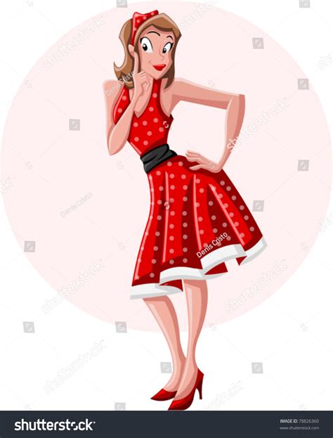 Sexy Cartoon Pin Girl Wearing Red Stock Vector Royalty Free 78826360