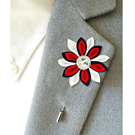 Mens Lapel Pin Flower Independence Day Suit Pin Wedding Boutonniere