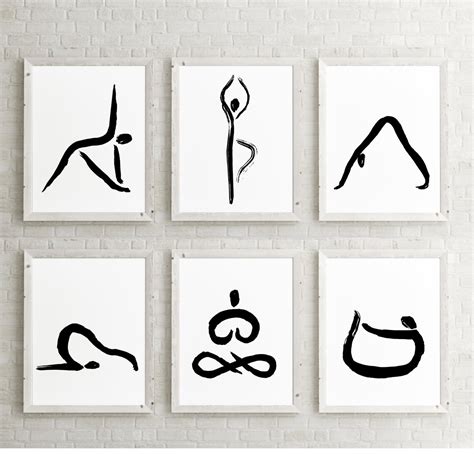 Yoga Poses Art Set Of Yoga Studio Decor Yoga Art Print Set Etsy