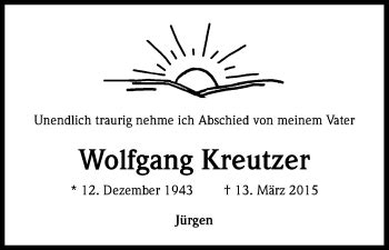 Traueranzeigen Von Wolfgang Kreutzer Wirtrauern