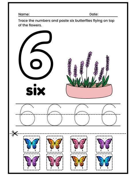 Number 6 Tracing Worksheets For Kindergarten Kids Coloring Pages