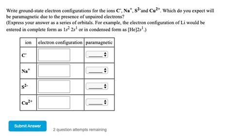 Solved Write Ground State Electron Configurations For The