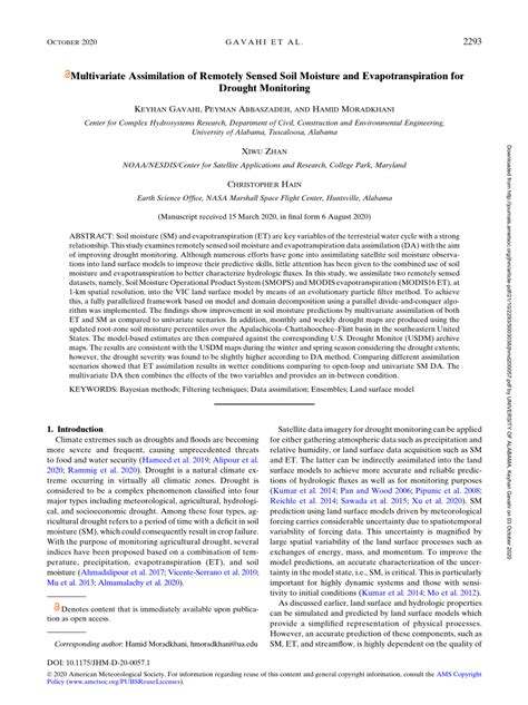 Pdf Multivariate Assimilation Of Remotely Sensed Soil Moisture And