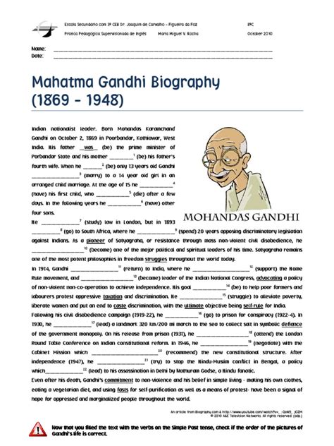 Mahatma Gandhi Worksheets For Kids