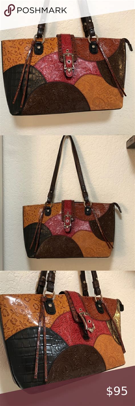 MC Marc Chantal Embossed Leather Multi Color Purse Leather Saddle Bags