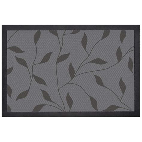 Bernini Fountains Aqua Indoor Outdoor Mat Leaves Gray 24 In L X 5 In