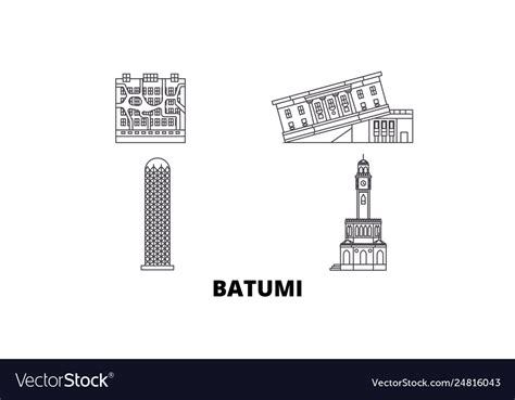 Georgia Batumi Line Travel Skyline Set Royalty Free Vector