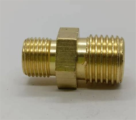 Two End Threaded Inch Golden Brass Hex Nipple For Pipe Fitting