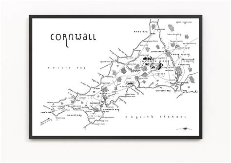 Cornwall Map Print County Map Minimalist Map Art Wall Etsy Uk