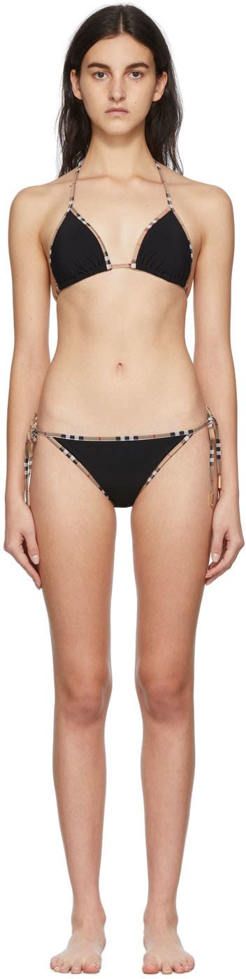 Burberry Black Vintage Check Detail Mata Triangle Bikini Ssense