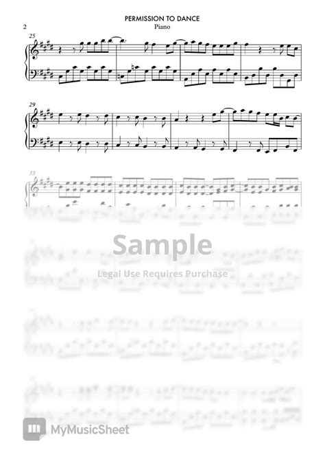 Bts Permission To Dance Piano Sheets By Musik Fadli