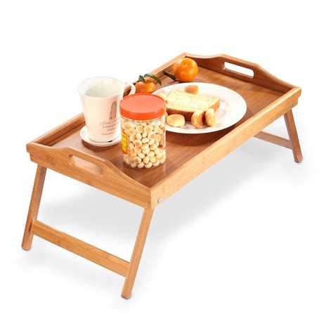 Bed Tray Table Breakfast Tray Bamboo Folding Bed Table Serving Snack ...