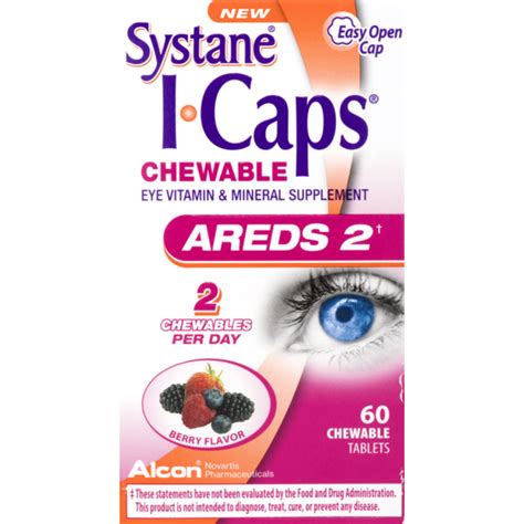 Systane I Caps Areds 2 Chewable Eye Vitamin And Mineral Supplement Berry Flavor 60 Ct Instacart