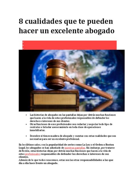 8 Cualidades De Un Abogado Pdf