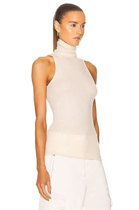 Enza Costa Cashmere Halter Turtleneck Tank In Natural Fwrd