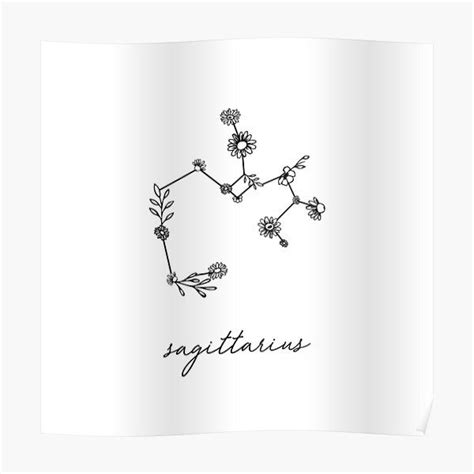 Sagittarius Zodiac Wildflower Constellation Poster For Sale By