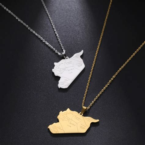 Kkjoy Stainless Steel Syria Map Flag Pendant Necklaces For Women Men