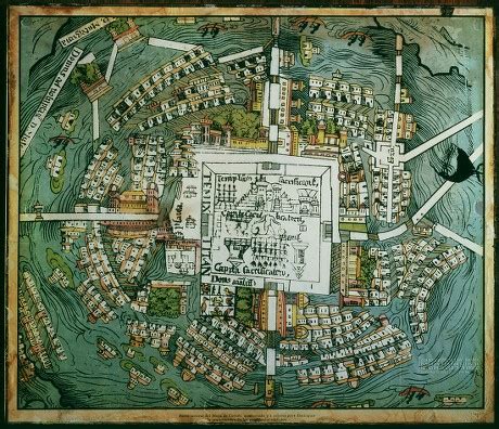 Map Tenochtitlan Mexico City Attributed Hernando Editorial Stock Photo