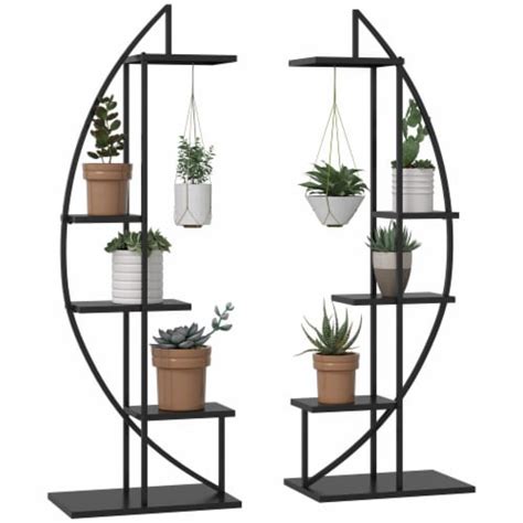 Half Moon Shape 5 Tier Metal Plant Stand Curved Flower Pot Holder Shelf