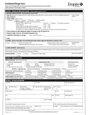 Fillable Online Enrollment Change Form Upstate Empireblue Fax Email