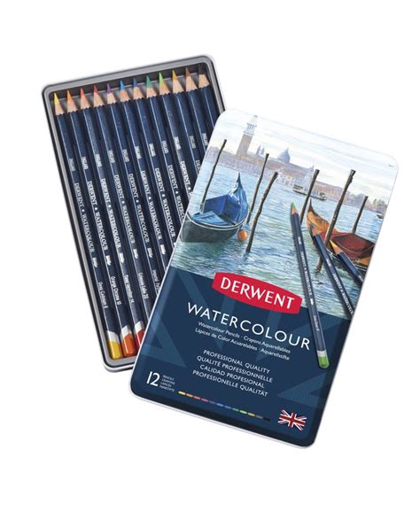 Caja metálica de 12 lápices Derwent Watercolour Lápices acuarelables