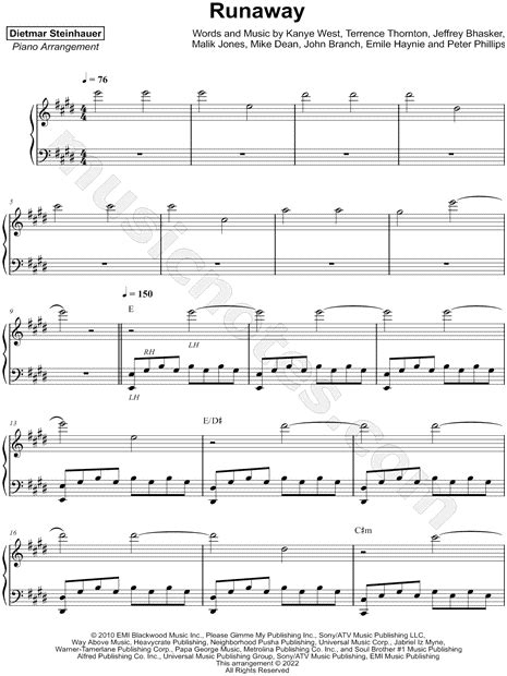 Dietmar Steinhauer Runaway Sheet Music Piano Solo In E Major