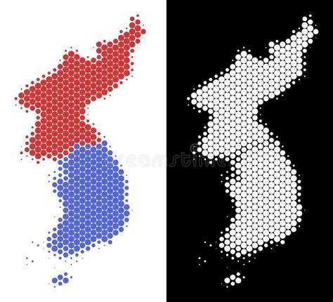 Mapa De Dot Halftone North And South Corea Ilustraci N Del Vector