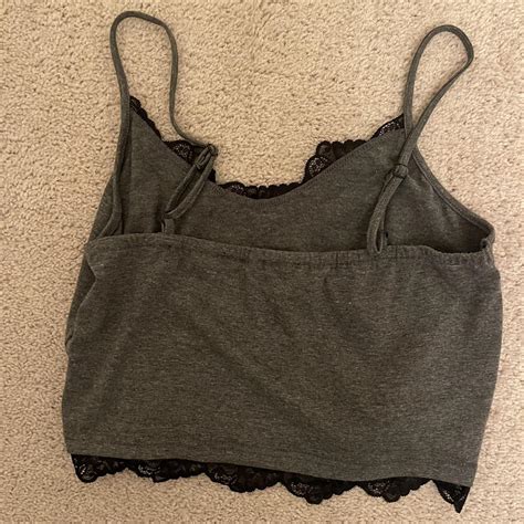 Women S Black And Grey Crop Top Depop