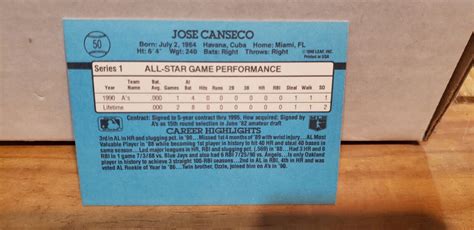 1991 Donruss All Stars AL 50 Jose Canseco Oakland Athletics Mint Pre