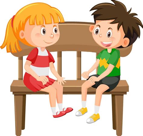 Enfants Assis Sur Un Banc 7252403 Art Vectoriel Chez Vecteezy