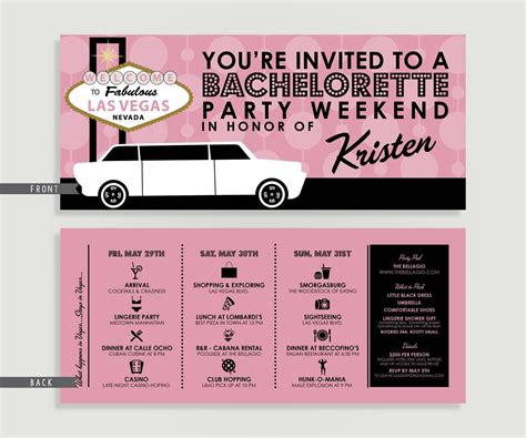 Vegas Bachelorette Invitation With Itinerary Vegas Etsy Vegas