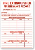 Fire Extinguisher Maintenance Record Label