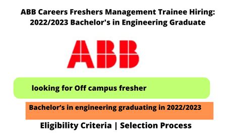 Abb Careers Freshers Management Trainee Hiring Bachelor S In