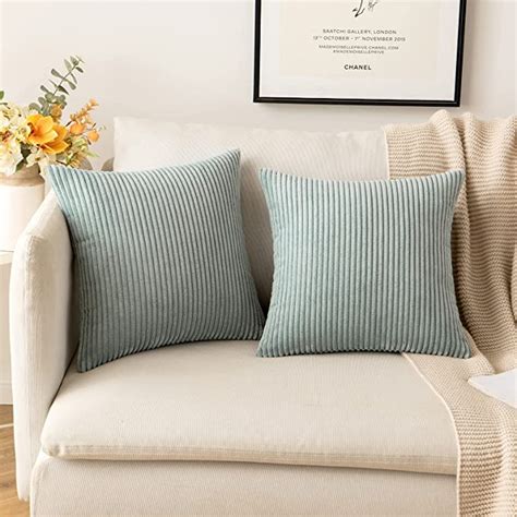 MIULEE Pack Of 2 Corduroy Soft Soild Decorative Square Throw Pillow