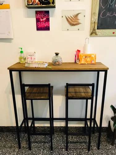 Mesa Barra Desayunador Estilo Industrial Madera Hierro Bar En Venta En