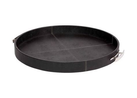 Round Black Leather Tray Trays