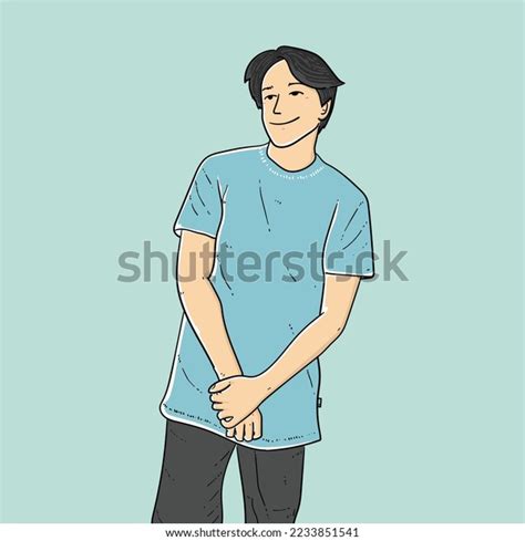 handsome guy facing  side smiling stock vector royalty