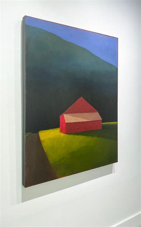 Tracy Helgeson Light Drama Minimal Landscape Painting Of Red Barn In