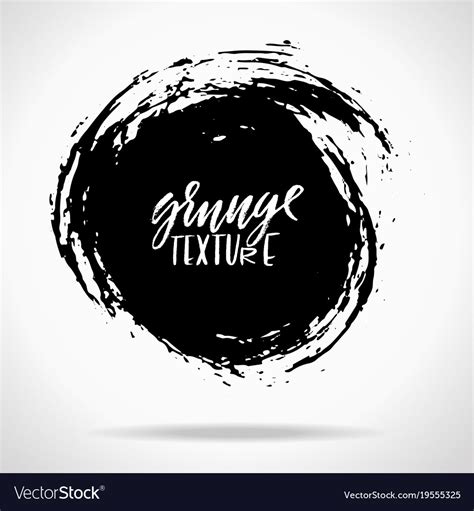 Grunge Ink Round Brush Strokes Freehand Black Vector Image